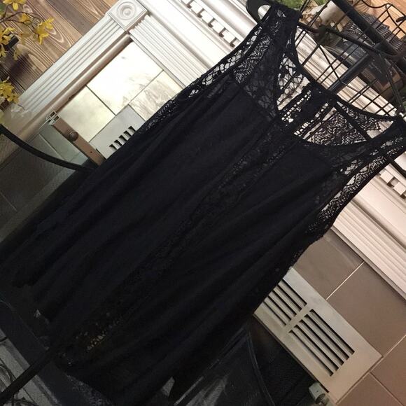 EUC Wet seal Sz L black knit lace tank top Lagen Look Boho - Picture 3 of 4